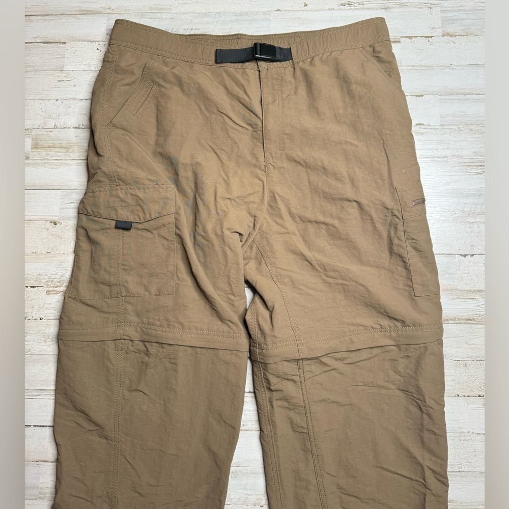 Nordic Track Pants Mens 40x30 Brown Nylon Stretch Loose Cargo Convertible - Picture 2 of 9